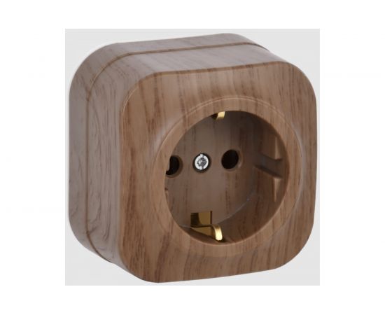 1-ая розетка IEK РС20-3-ХД с з/к о/у 16А GLORY дуб ERH11-K24-16 