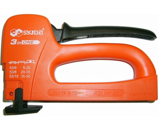 Мебельный cтеплер SKRAB 3в1 пластик, с загибом скоб 26225 