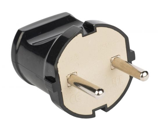 Прямая вилка без заземления EKF, черная 6А 250В AVP6-30 