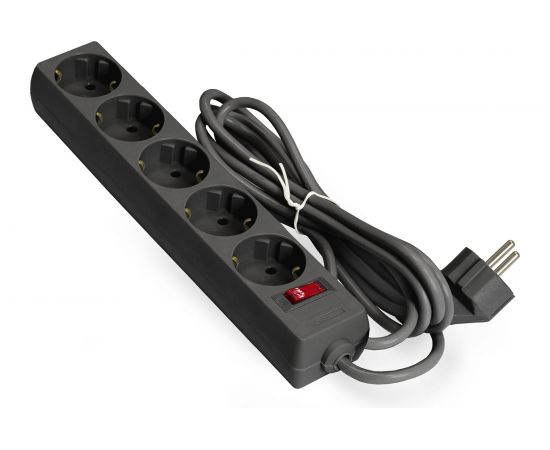 Удлинитель ExeGate EC-5-1.8B 5 евро с заземлением, 1.8м, выключатель с подсветкой, черный 279355 