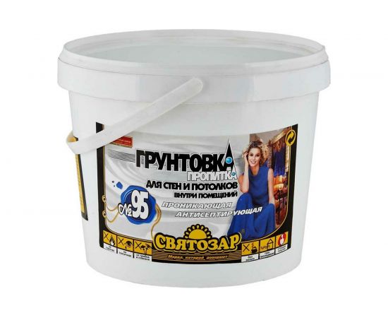 Акриловая грунтовка Finlux Святозар-95 для стен, потолков, антисептирующая, без запаха, 2 кг 4603783200122 