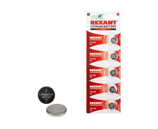 Литиевая батарейка REXANT CR1225 3V 48 mAh 5 шт 30-1103 