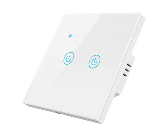 Умный двухкнопочный сенсорный выключатель Roximo белый SWSEN01-2W 