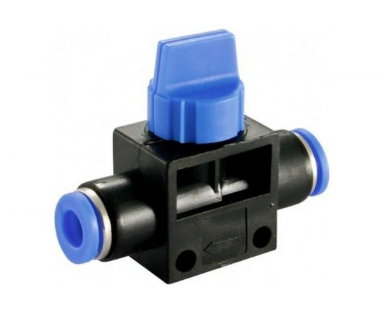 Прямой фитинг цанговый с краном 12 мм - 12 мм Pegas pneumatic 6007 