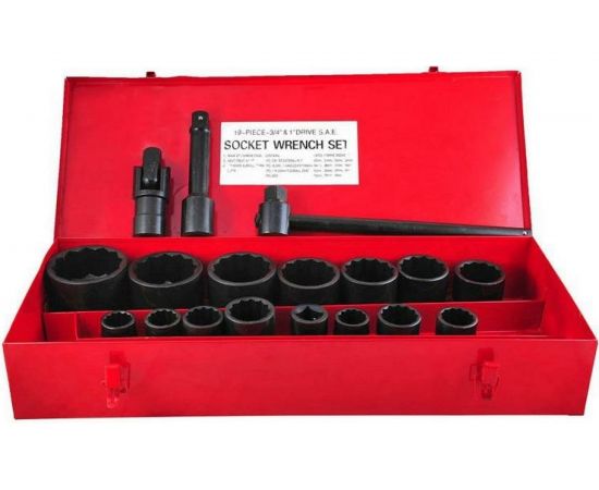 Набор торцевых головок SITOMO N8 30-80 мм, 1"", 19 шт, кейс металл 51809 