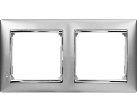 Двухместная горизонтальная рамка, алюминий/серебряный штрих Legrand Valena 770352 – изображение 2