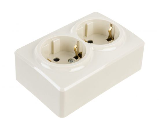 Розетка ЭРА 11-2205-02 2х2P E Schuko, 16A-250В, IP20, ОУ, Эксперт, сл.кость Б0020692 – изображение 2