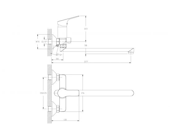 Смеситель для ванны Rossinka универсальный RS29-33 – изображение 2