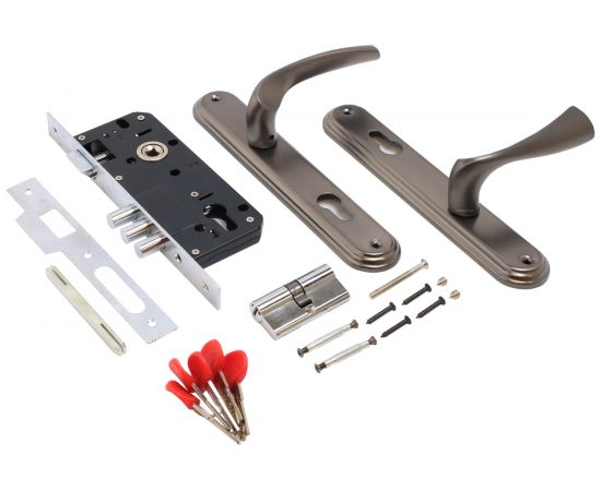 Врезной замок БУЛАТ ЗВ4-3.03.03 НОМОС (графит; 5 перфоключей; с ручками) 13967 – изображение 2