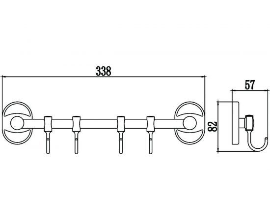 Планка с 4 крючками Savol хром S-008204 23197 – изображение 2