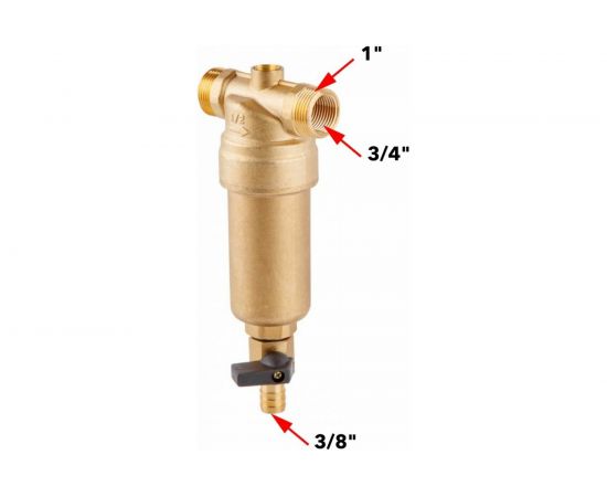 Магистральный фильтр AV Engineering самопромывной 3/4"", 100 мкм с манометром AVE115702 – изображение 2