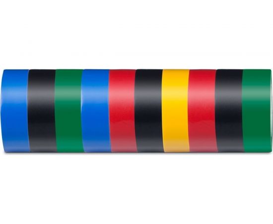 Изоляционная лента STEKKER 0,13x15 мм, 100 м, комплект 10 штук, мультиколор INTP01315-100 39289 – изображение 3