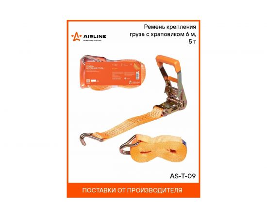 Ремень крепления груза с храповиком (6 м, 5 т) Airline AS-T-09 – изображение 5
