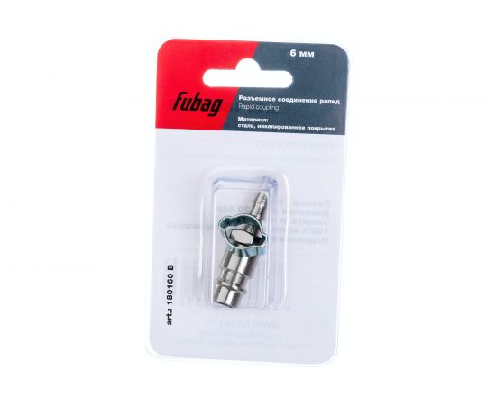 Соединение разъемное (рапид папа — елочка 6 мм, с обжимным кольцом 6х11 мм; блистер) FUBAG 180160 B 
