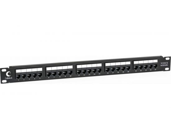Патч-панель Cabeus 1U, 25 портов, RJ-11 6P4C, PL-25-TEL-Toolless 