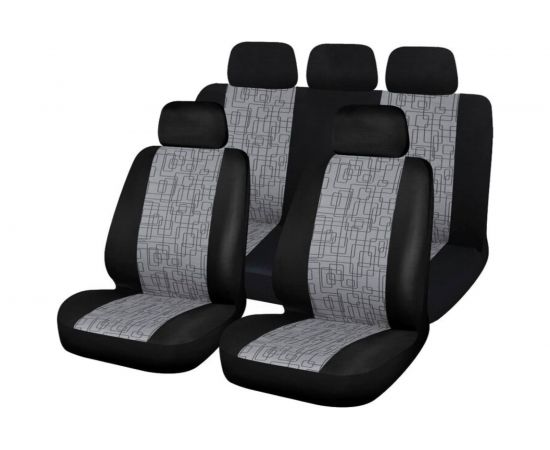 Чехол для автомобильных сидений Avto Vins 9 предметов, жаккард черно-серый 2056752 