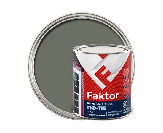 Эмаль ЯРОСЛАВСКИЕ КРАСКИ FAKTOR ПФ-115 (серая; банка 0.8 кг) 214725 