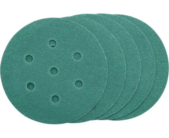 Круг шлифовальный на липучке - зелёный 125 мм, 5 шт, P60 FASTER TOOLS 8538 