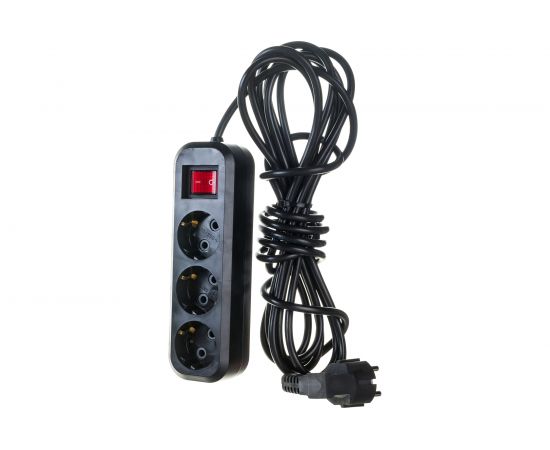 Бытовой удлинитель с заземлением Gigant ПВС 3х0,75 3500Вт 3 гнезда 5м с выключателем 80019 PEC-008 
