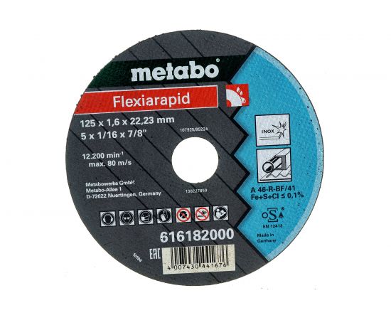 Круг отрезной Flexrapid (для нержавеющей стали, 125x22.2) Metabo 616182000 