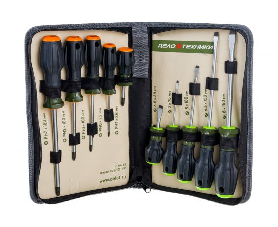 Набор отверток c 3-х компонентной ручкой 10 предметов Дело Техники 728100 