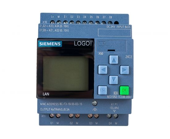Логический модуль Siemens LOGO! 24CE, с дисплеем В24, 8 DI 4AI 4 DQ 6ED10521CC080BA1 