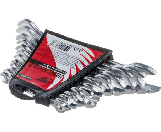 Набор рожковых оцинкованных ключей FALCO в пластиковом подвесе 12 пр., 6-24мм 736-004 