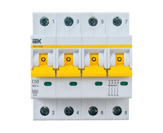 Автоматический выключатель IEK ВА47-60M 4Р 50А 6кА С MVA31-4-050-C 