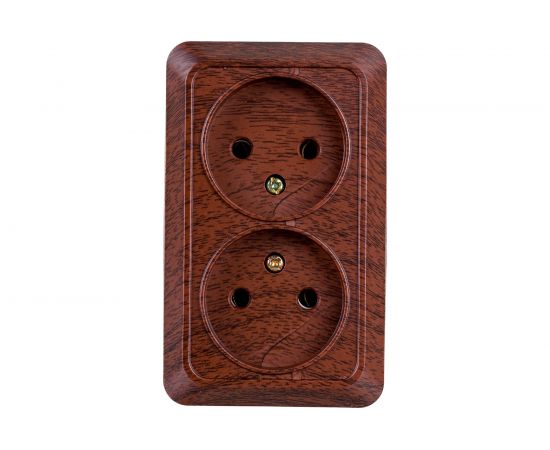 Розетка Intro Quadro 2-203-10 двойная без заземления 2x2P, 16А-250В, IP20, открытая установка, венге, Б0053796 
