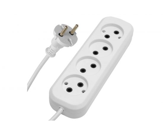 Удлинитель STEKKER штепсельный 4 гнезда б/з 2x0,75 белый 5м HM01-40-05, Ух-10 39218 