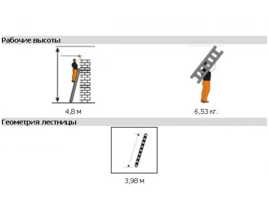Приставная лестница 14 ступеней Эйфель Гранит – изображение 4