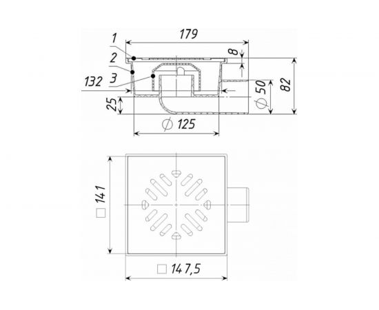 Трап Татполимер ТП-103.50-150HSHs ПП 50 горизонтальный выпуск 09961 – изображение 5