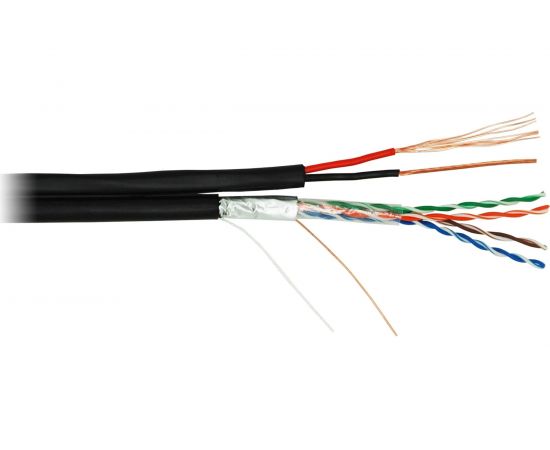 NETLAN Кабель F/UTP 4 пары, Кат.5e, с силовым каб. черный, 305м EC-UF004-5E-PC075-PE-BK 