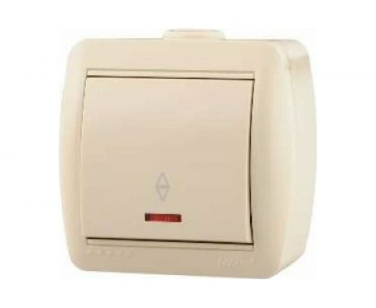 Проходной выключатель Lezard NATA, с подсветкой, крем, 710-0300-114 