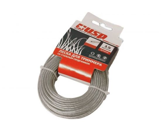 Леска для триммера (15 м, круг, 2.4 мм) со стальным сердечником USP 78225 