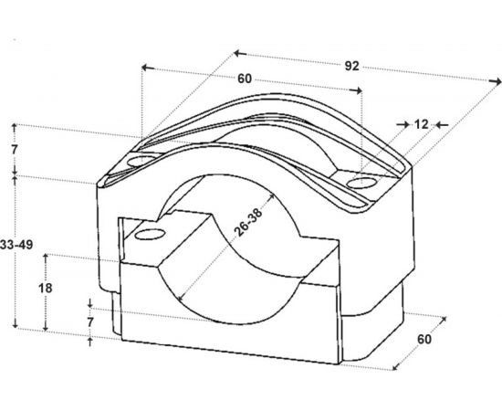 Кабельный хомут для одиночного крепления кабеля Dutchclamp диаметр 26...38 мм SE-26-38 – изображение 2