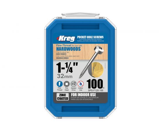 Шурупы Kreg с мелким шагом 1-1/4 32 мм Pan-Head 100 шт. SPS-F125-100-INT:363 – изображение 4