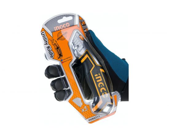 Универсальный нож INGCO 180х61х19 мм 5 лезвий INDUSTRIAL HUK6118 – изображение 4