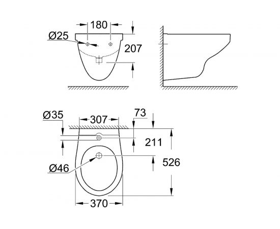 Grohe Bau Ceramic Биде подвесное 39433000 – изображение 5