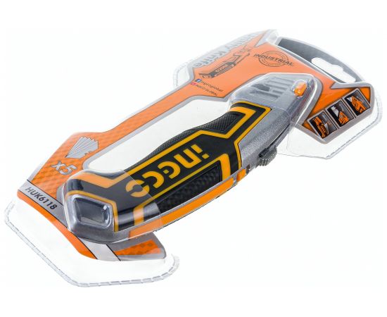 Универсальный нож INGCO 180х61х19 мм 5 лезвий INDUSTRIAL HUK6118 – изображение 6