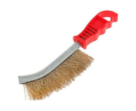 Металлическая щетка Энкор латунь, с пластиковой ручкой 51538 