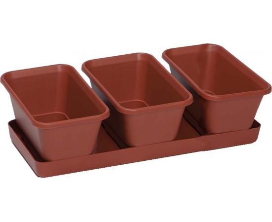 Набор горшков с поддоном Darel Plastic 5 0440 МИНИ САД 3 шт., 33 см, терракотовый 039224 