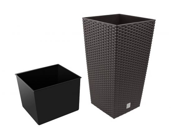 Кашпо для цветов 35 л, венге, 2 предмета Prosperplast Rato Square DRTS300-440U 