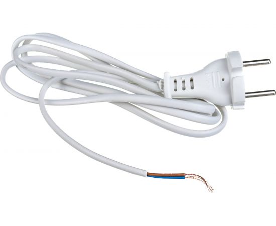 Шнур с плоской вилкой АБК-СИЛА ШВВП 2х0,75мм.кв. 1,5м белый 50067005 