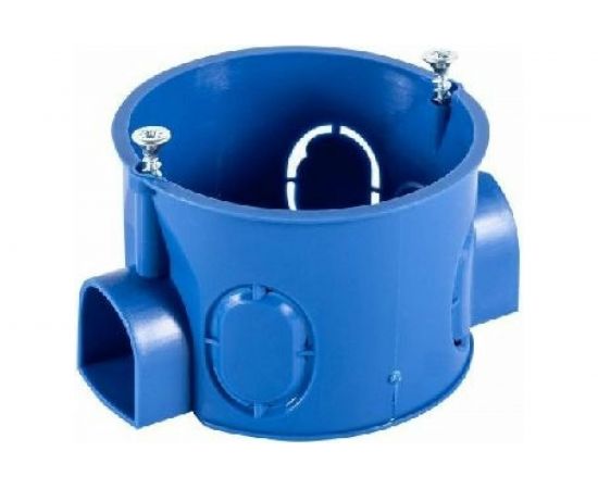 Установочная коробка для твердых стен Экопласт D-65x40мм со стык. ушками, синий IP30 44660-1 