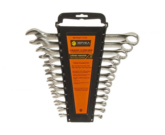 Набор комбинированных ключей 6-22мм сатинированных холдер 12 предметов ЭВРИКА ER-31122 