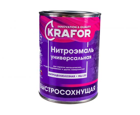 Эмаль KRAFOR НЦ-132 серая, 0.7 кг 26486 – изображение 2