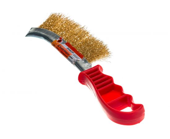 Металлическая щетка Энкор латунь, с пластиковой ручкой 51538 – изображение 2