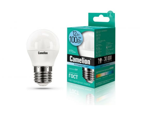 Светодиодная лампа Camelion LED12-G45/845/E27 12Вт 220В 13696 – изображение 2