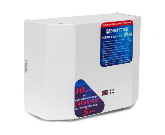 Стабилизатор напряжения (5000 ±11 В 120-275 В) Энерготех NORMA Exclusive 514416 – изображение 3